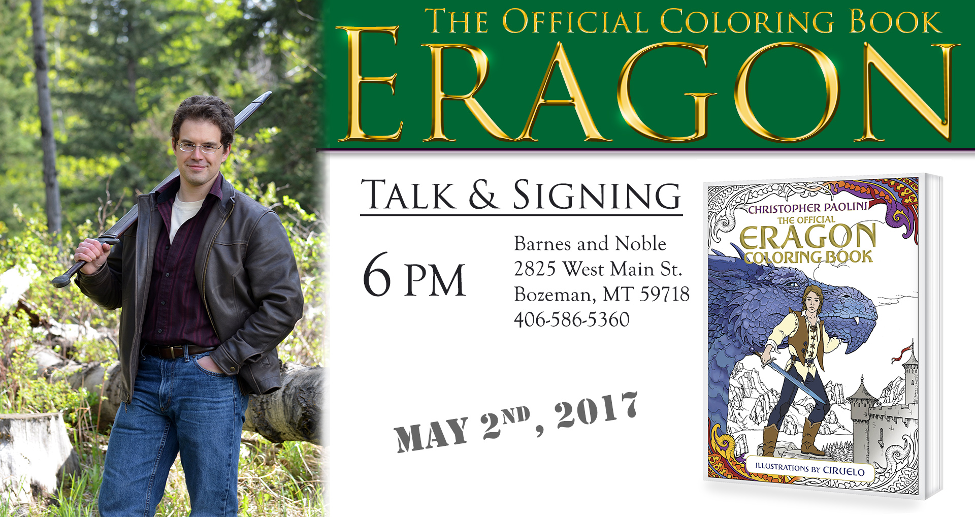 Meet Christopher Paolini Coloring Book Tour - Bozeman