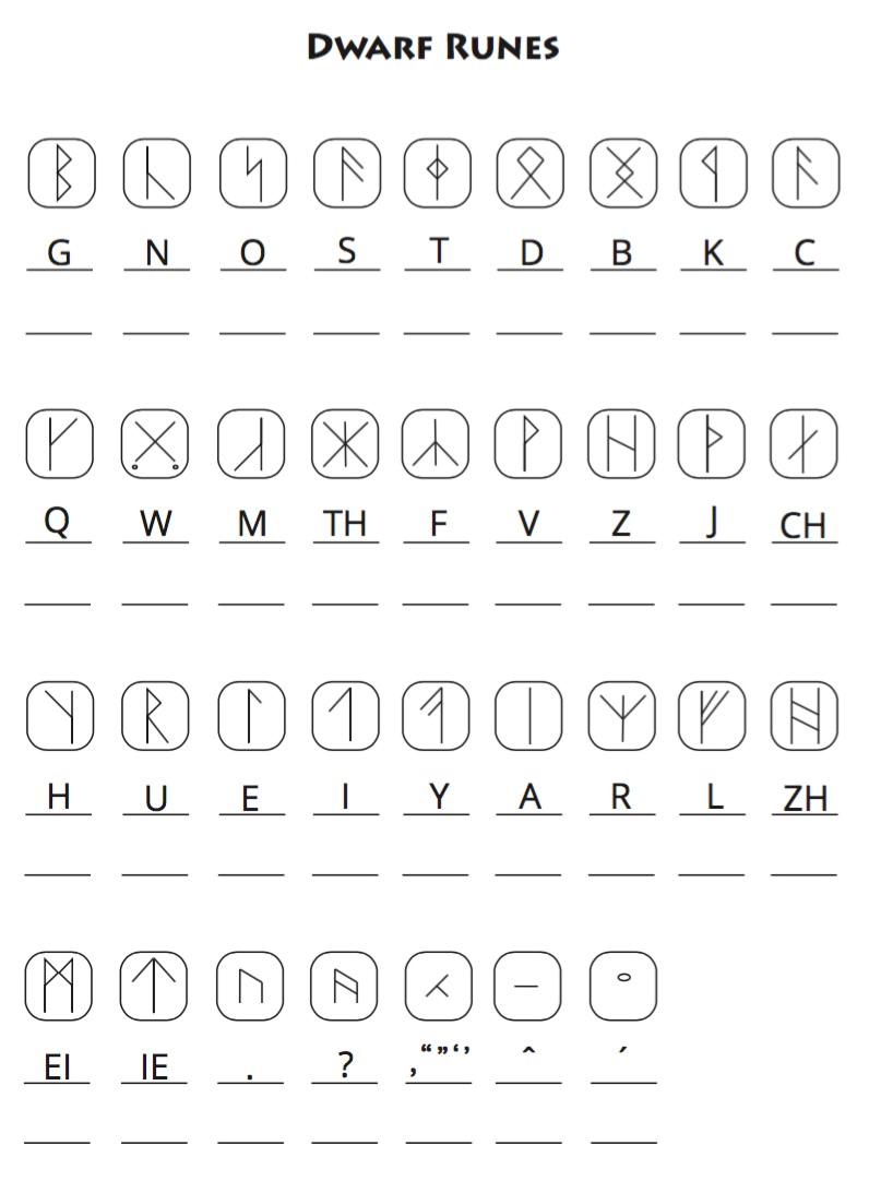 Dwarf Runes Worksheet Image