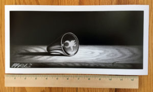 Brom's Ring, Aren. Print by Christopher Paolini. Length measurement