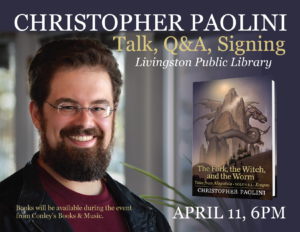 Christopher Paolini event in Livingston Montana, livingston mt 2019