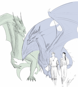 Saphira, Fírnen, Arya, and Eragon
