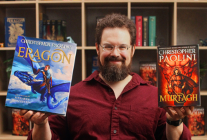 Christopher Paolini with Murtagh and Eragon Illustrated Edition, Murtagh Eragon Illustrated Pub Day