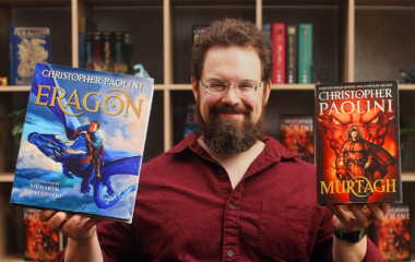 Christopher Paolini with Murtagh and Eragon Illustrated Edition, Murtagh Eragon Illustrated Pub Day